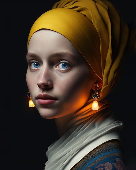 Das Kunstwerk «A Girl With Glowing Earrings» von Julian van Dieken (undatiert). 