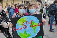 Jules und Max, beide zwölf Jahre alt und Schüler einer Septième: „Wir protestieren gegen den Klimawandel.“