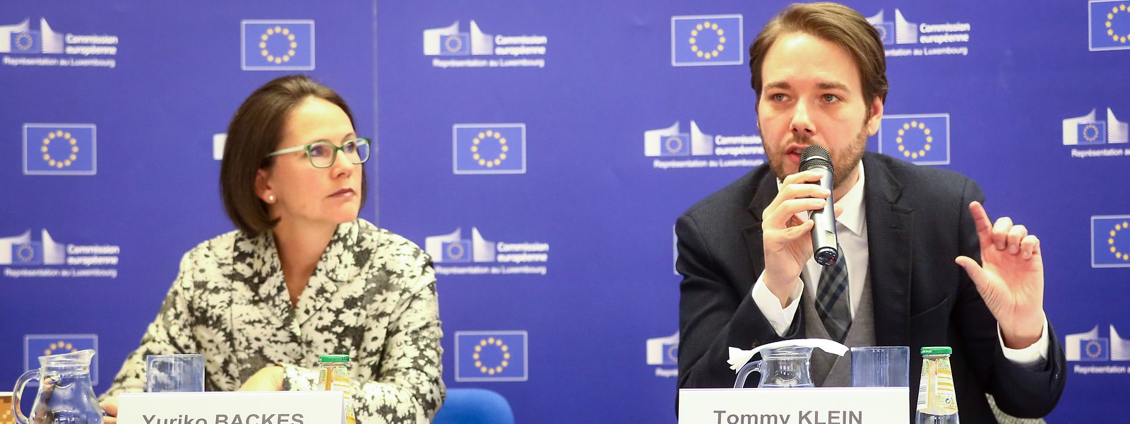 Yuriko Backes, cheffe de la Représentation de la Commission européenne au Luxembourg, et Tommy Klein, directeur service clients de TNS Ilres, ont présenté le premier Eurobaromètre de cette année.