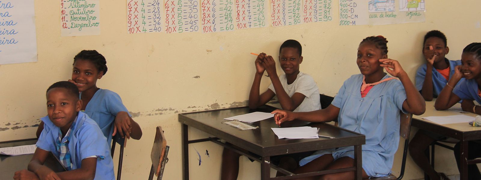 Auch in einer Grundschule in Ribeira Brava auf der kapverdischen Insel São Nicolau waren die Lehrer und Schüler des hauptstädtischen Kolléisch zu Besuch. (April 2014)