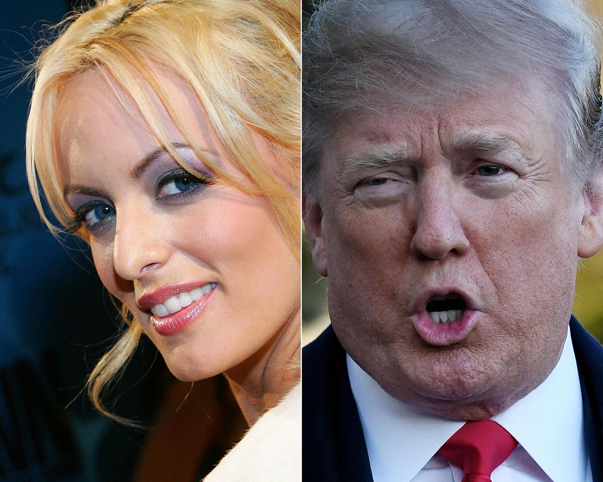 Die beispiellose Anklage gegen den Ex-Präsidenten Donald Trump wegen dubioser Schweigegeldzahlungen an Porno-Darstellerin Stormy Daniels (l.) könnte die politische Spaltung in den Vereinigten Staaten weiter vertiefen.