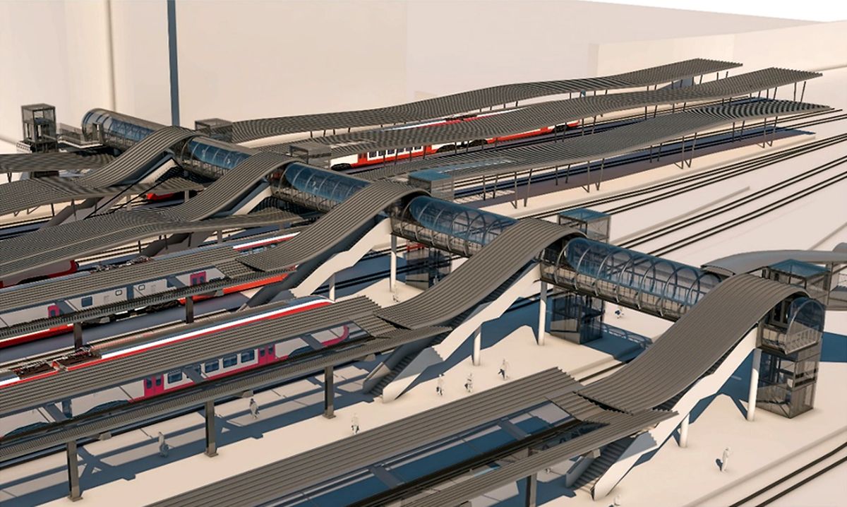 La future passerelle des CFL, équipée d'ascenseurs pour chaque quai, sera installée en un week-end au printemps 2021 et reliée à celle de la ville de Luxembourg.