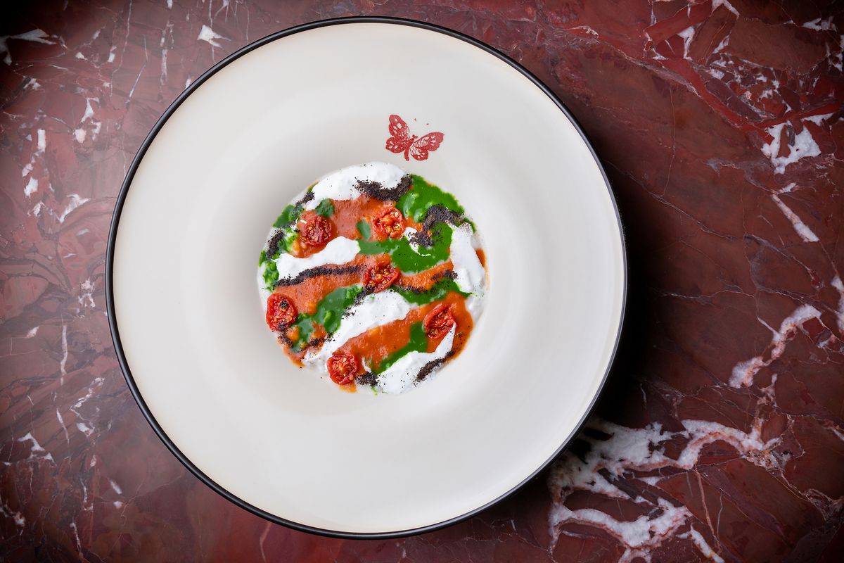 Risotto als Pizza-Camouflage – ein Gericht, das im neuen Gucci-Restaurant in Beverly Hills serviert wird. 