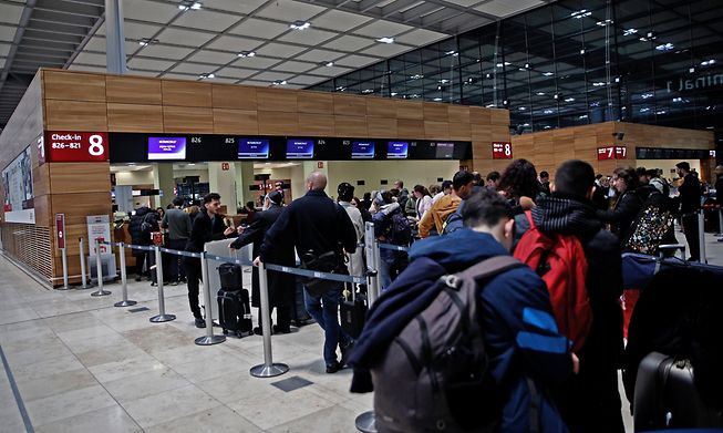 An archive photo of queues at Berlin airport check-in 