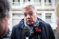 Vice-Prime Minister and Foreign Minister Didier Reynders speaks to the press before a Minister's council meeting of the Federal Government in Brussels on April 28, 2017.  / AFP PHOTO / BELGA / VIRGINIE LEFOUR / Belgium OUT