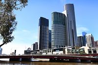 Crown Casino sits on the banks of the Yarra River in Melbourne on August 30, 2021 as its parent company Crown Resort posts a full year loss of 190 million US due to coronavirus-related closures. (Photo by William WEST / AFP)