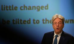 European Commissioner for Economy Paolo Gentiloni speaks during a media conference on the summer 2020 economic forecast at EU headquarters in Brussels, on July 7, 2020. (Photo by Virginia Mayo / POOL / AFP)