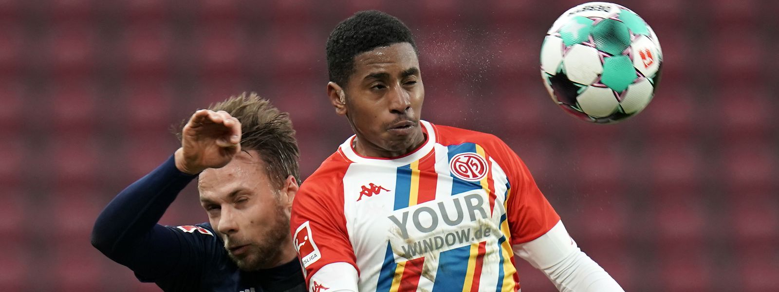 Leandro Barreiro im Duell mit Union Berlins Marcus Ingvartsen (l.). Der Luxemburger zählt in dieser Saison zu den Schlüsselspielern von Mainz 05.