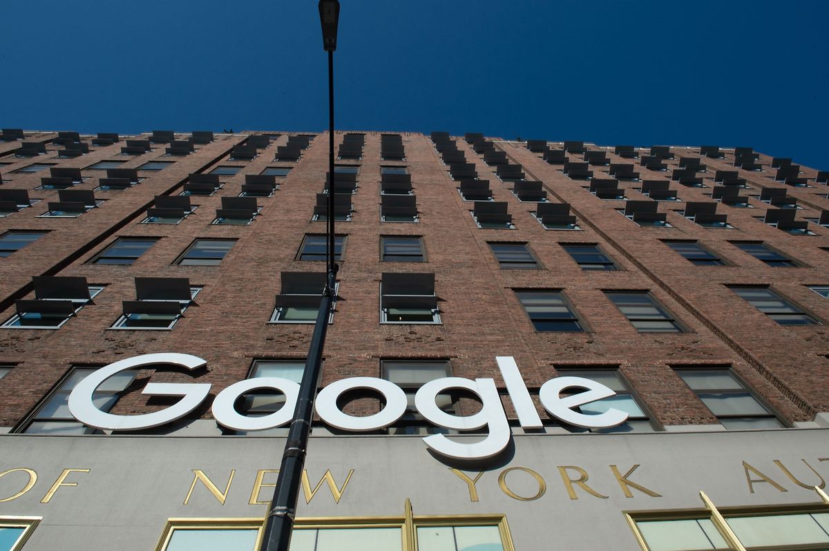 The Google sign is seen on 1 November 2018, in New York. - 