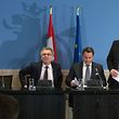 Pressekonferenz Steierreform Ch�teau de Senningen, Xavier Bettel, Pierre Gramegna, Etienne Schneider, Felix Braz, a Senningen, le 29 Fevrier 2016. Photo: Chris Karaba