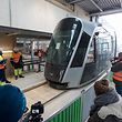 La première rame du Tram de Luxembourg est arrivée nuitamment le 8 février au Centre de remisage et de maintenance de Luxtram au Kirchberg.