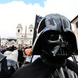 Actors impersonating Star Wars movie's characters pose on the Rome's Spanish Steps during an event to mark the Star Wars Day in Rome on May 4, 2019. (Photo by Vincenzo PINTO / AFP)