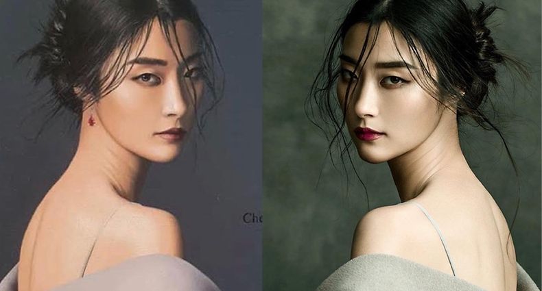 Jingna Zhang posted this image to Instagram, with Dieschburg's work on the left and hers on the right