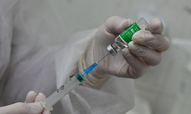 A Covid-19 vaccine vial