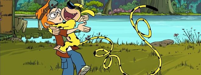 Marsupilami dans les bras d'Hektor. «Il est important de créer pour chaque album de nouveaux personnages», explique Batem, le dessinateur de la célèbre série. 