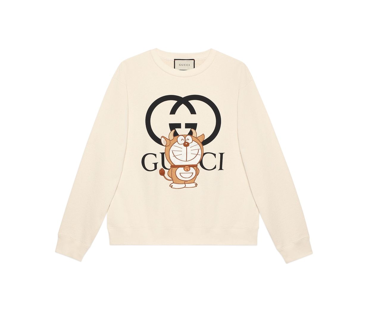 Roboterkatze Doraemon schlüpft bei Gucci ins Büffelkostüm. Sweatshirt, um 880 Euro.