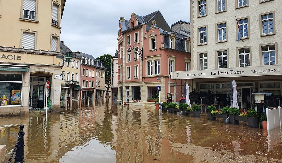 O centro de Echternach está completamente inundado