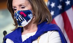 US Speaker of the House Nancy Pelosi, Democrat of California, speaks about the 101st anniversary of the House passage of the 19th Amendment giving women the right to vote, as well as current voting issues, during a press conference on Capitol Hill in Washington, DC, May 21, 2020. (Photo by SAUL LOEB / AFP)
