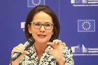 Luxtimes,PK Eurobarometre.Yuriko Backes.Foto: Gerry Huberty/Luxemburger Wort