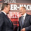 Olaf Scholz (right) and Armin Laschet (left) are tied in exit polls, meaning the identity of the next Chancellor is likely to hinge on coalition talks