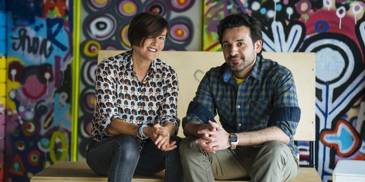 Frédérique mit Mahmoud aus der syrischen Stadt Aleppo