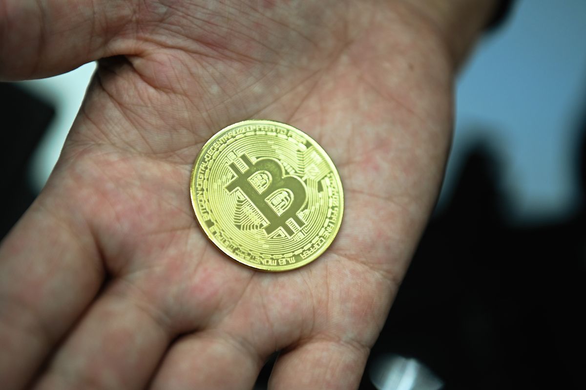 Bitcoin logo on a coin 