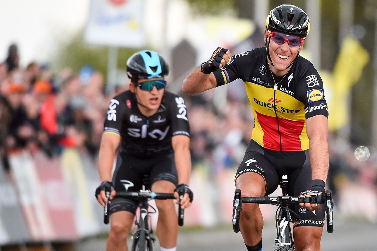 Philippe Gilbert (B/Quick-Step) gewinnt das Amstel Gold Race vor Michal Kwiatkowski (PL/Sky)