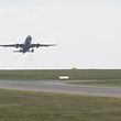 Aircraft taking off from Findel airport in Luxembourg
