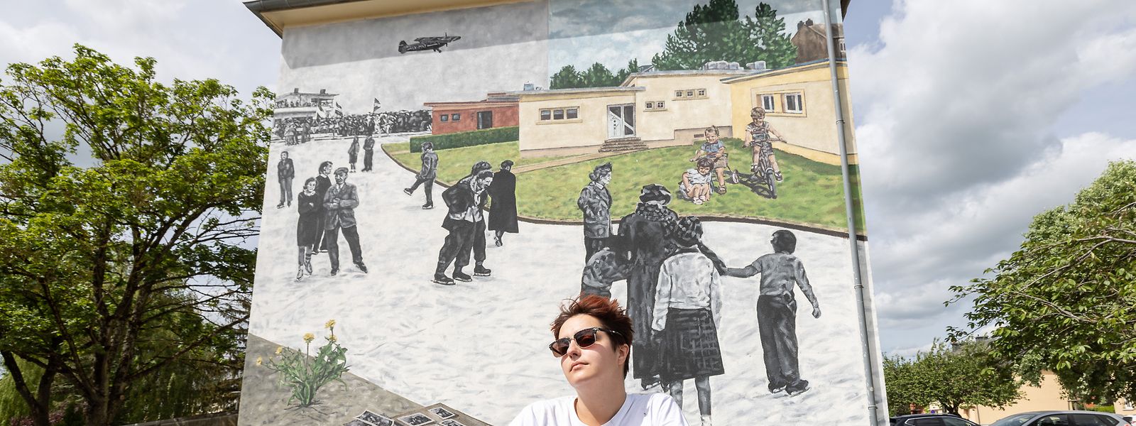 A artista Mariana Duarte Santos veio de Lisboa para pintar um mural dedicado à história do bairro de Lallange, em Esch-sur-Alzette.